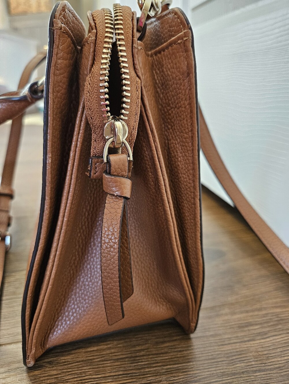 kate spade Brown Pebbled Leather Satchel with Gold-Tone Hardware - Picture 6 of 9